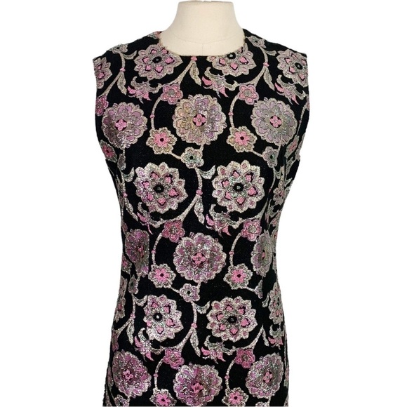 Vintage Alice of California Sleeveless Metallic Floral Paisley Print Maxi Dress - Picture 5 of 13